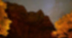 Starry night sky over Zion National Park rocky cliffs with orange-hued trees in the foreground, creating a serene and majestic natural scene.