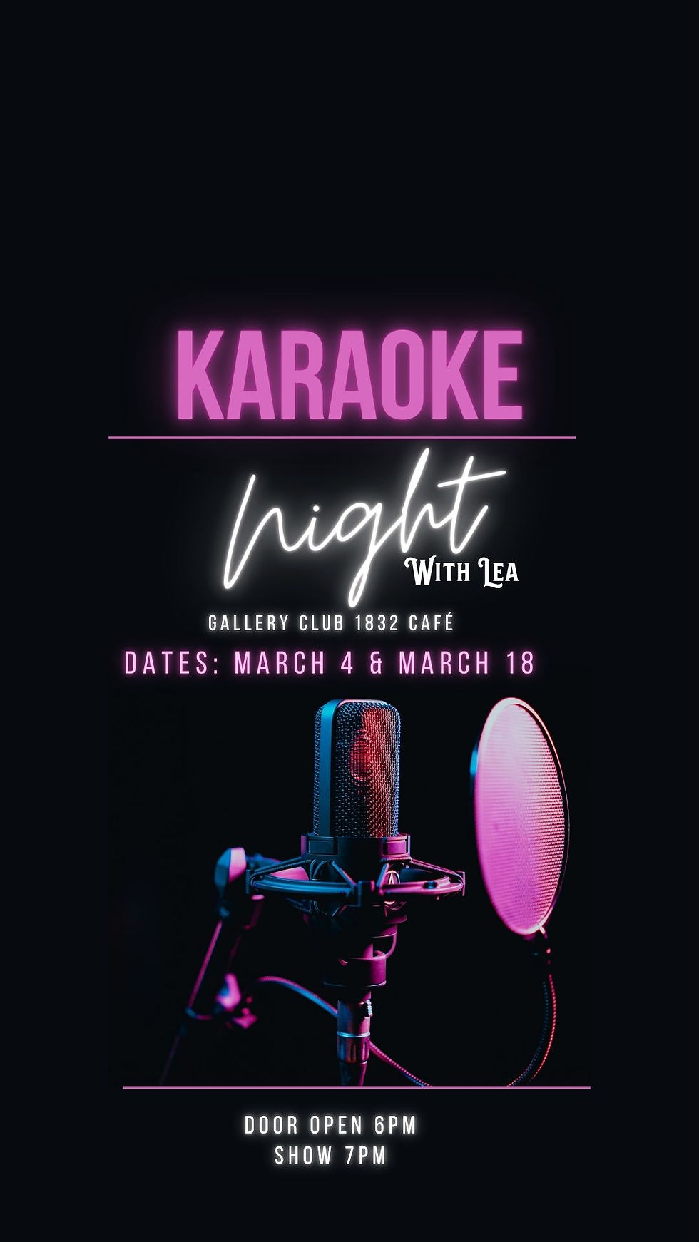 🎤 Soirée Karaoké au Club 1832 Café 🎤 March 18th
