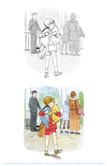 A Little Boy and His Bear - A homeward hug.