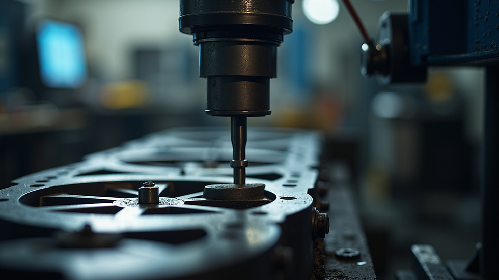 Close-up view of a machine used for cylinder head resurfacing