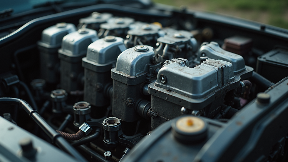 Close-up view of a disassembled engine block