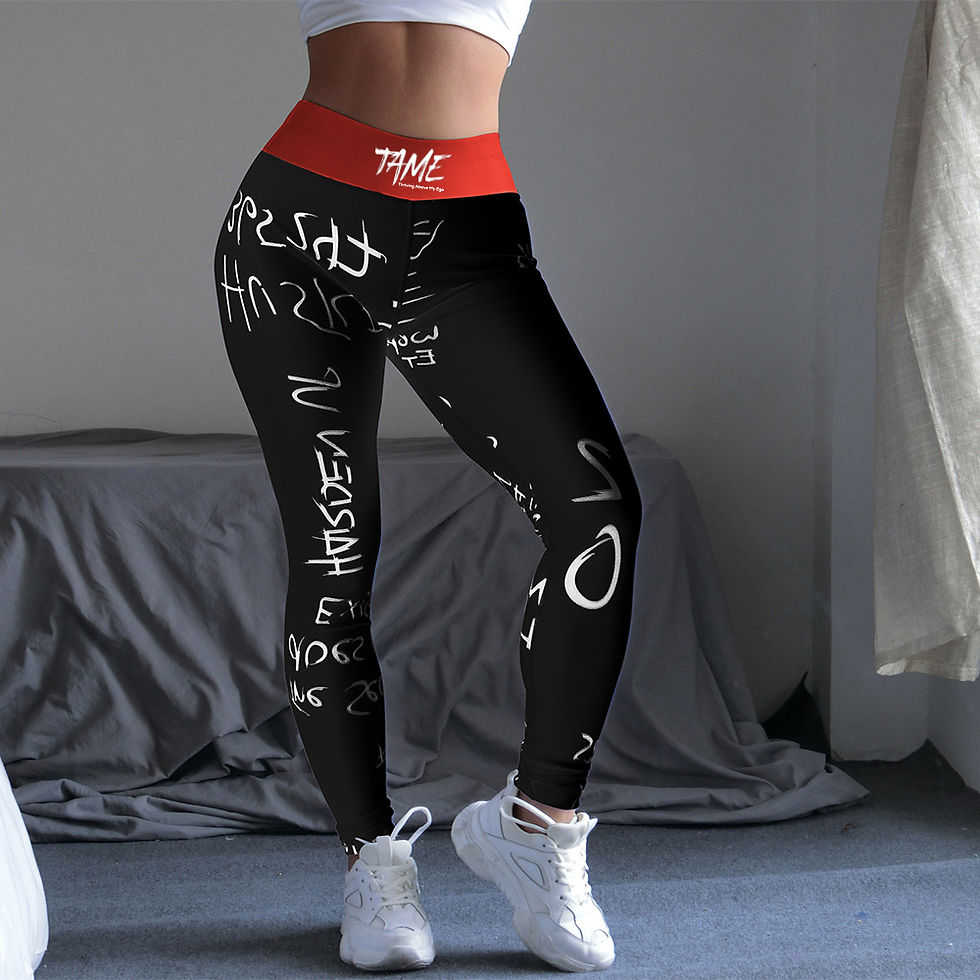Thumbnail: TAME Letter Print Design High Waist Yoga Leggings