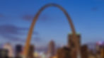 St. Louis Arch and city skyline at dusk