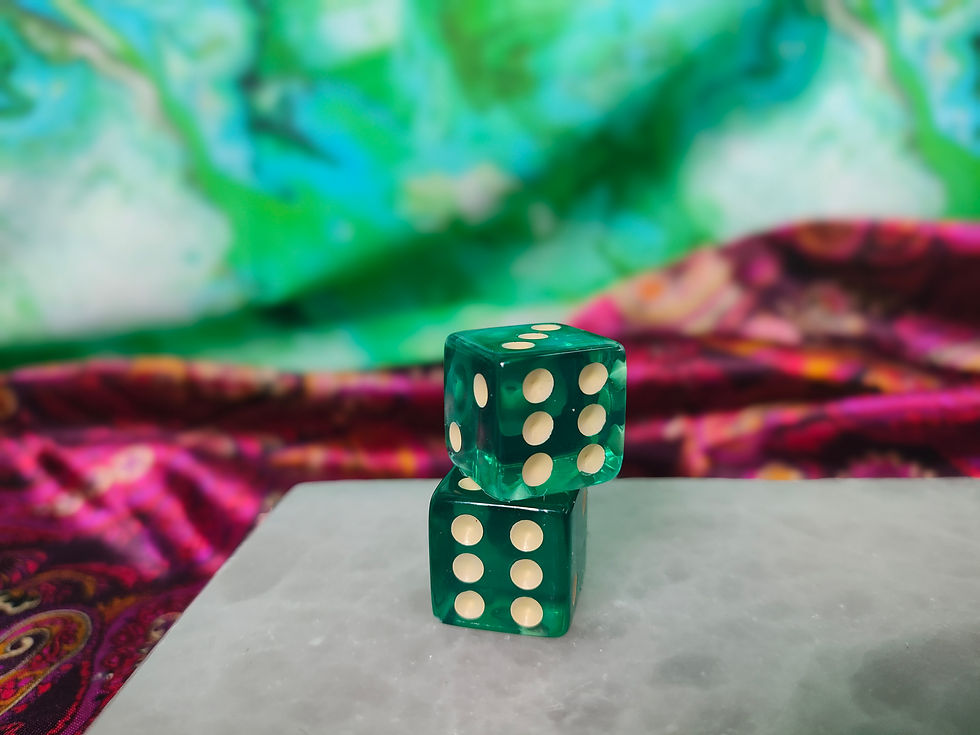 Green Vintage Dice Post Earrings