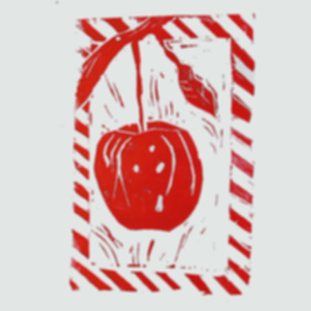 Red Apple Linocut Digital Download