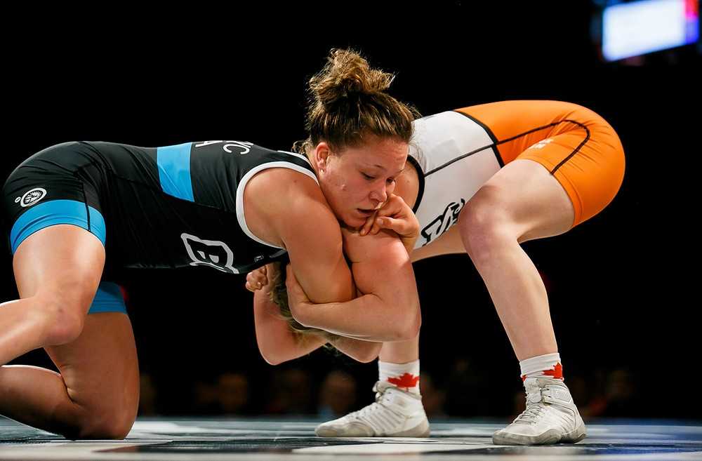 Becka Leathers wrestling at 2019 Annual Benefit
