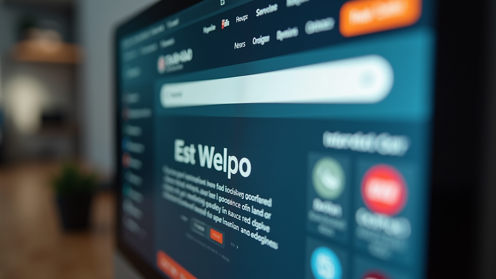 Close-up view of a website homepage on a desktop monitor