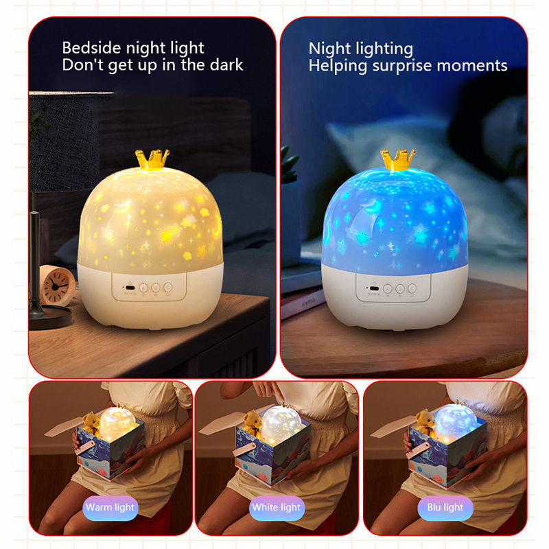 Thumbnail: Star Projector with Music Rotatable Crown Night Light 15/21 Projection Theme Atm