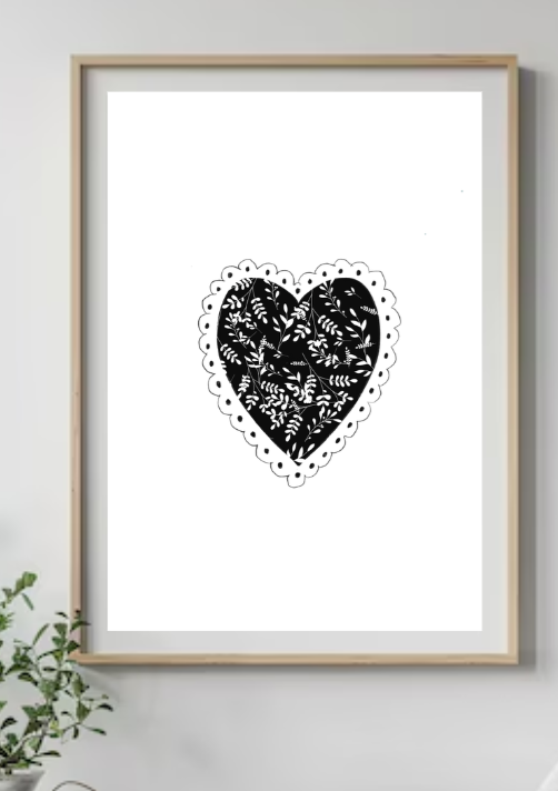 black-and-white-botanical-heart-a4-wall-art-print