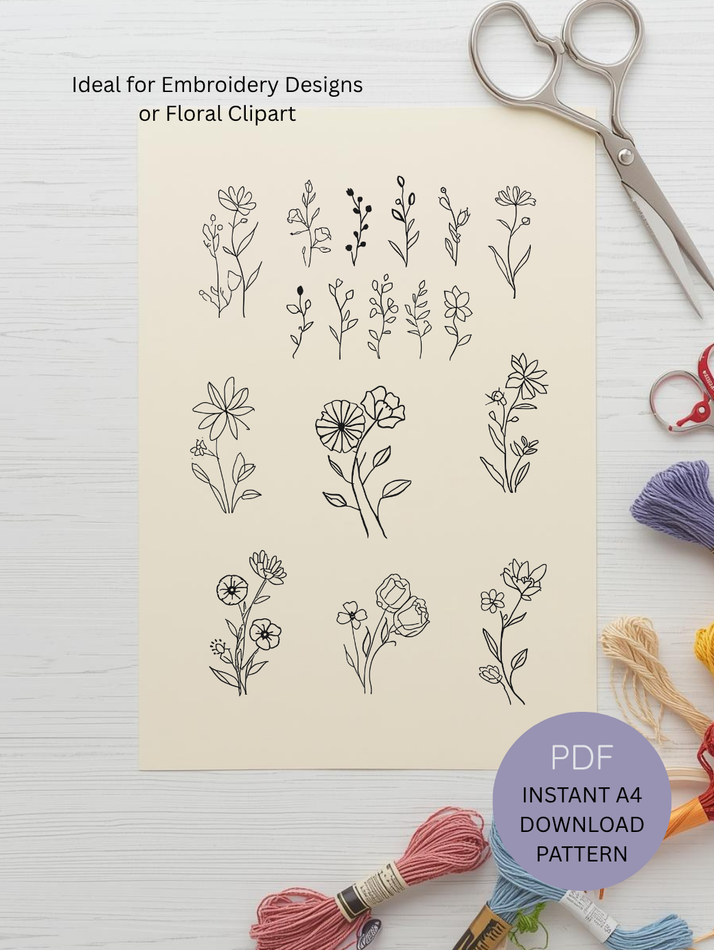 Hand Embroidery Download Pattern | Instant PDF File  Description: