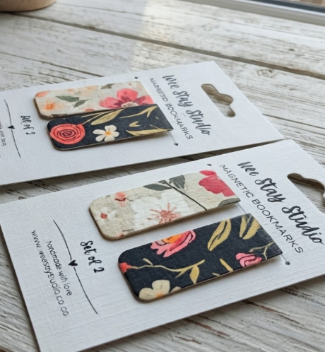 Floral Magnetic Bookmarks Set of 2 | Handmade