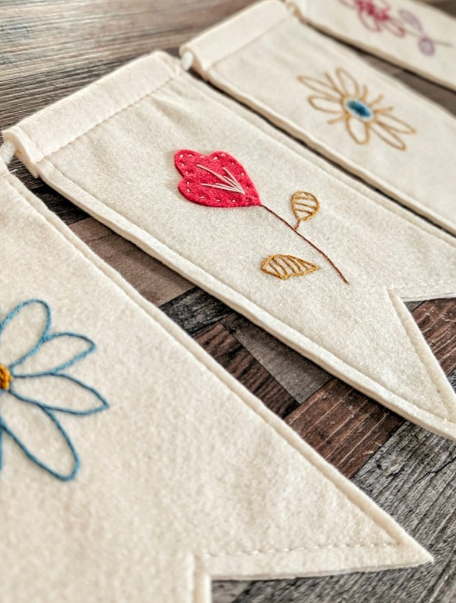 Thumbnail: Stitching felt embroidery flag craft project