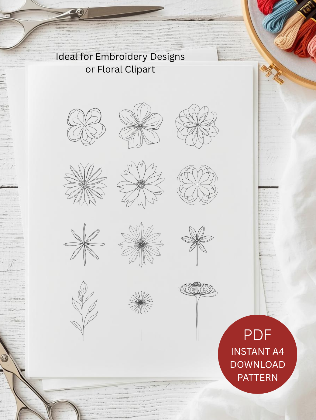 Printable embroidery patterns PDF for instant download.