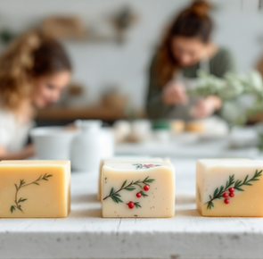 Creating festive Christmas soap bars during a one-off Wee Stay Studio workshop