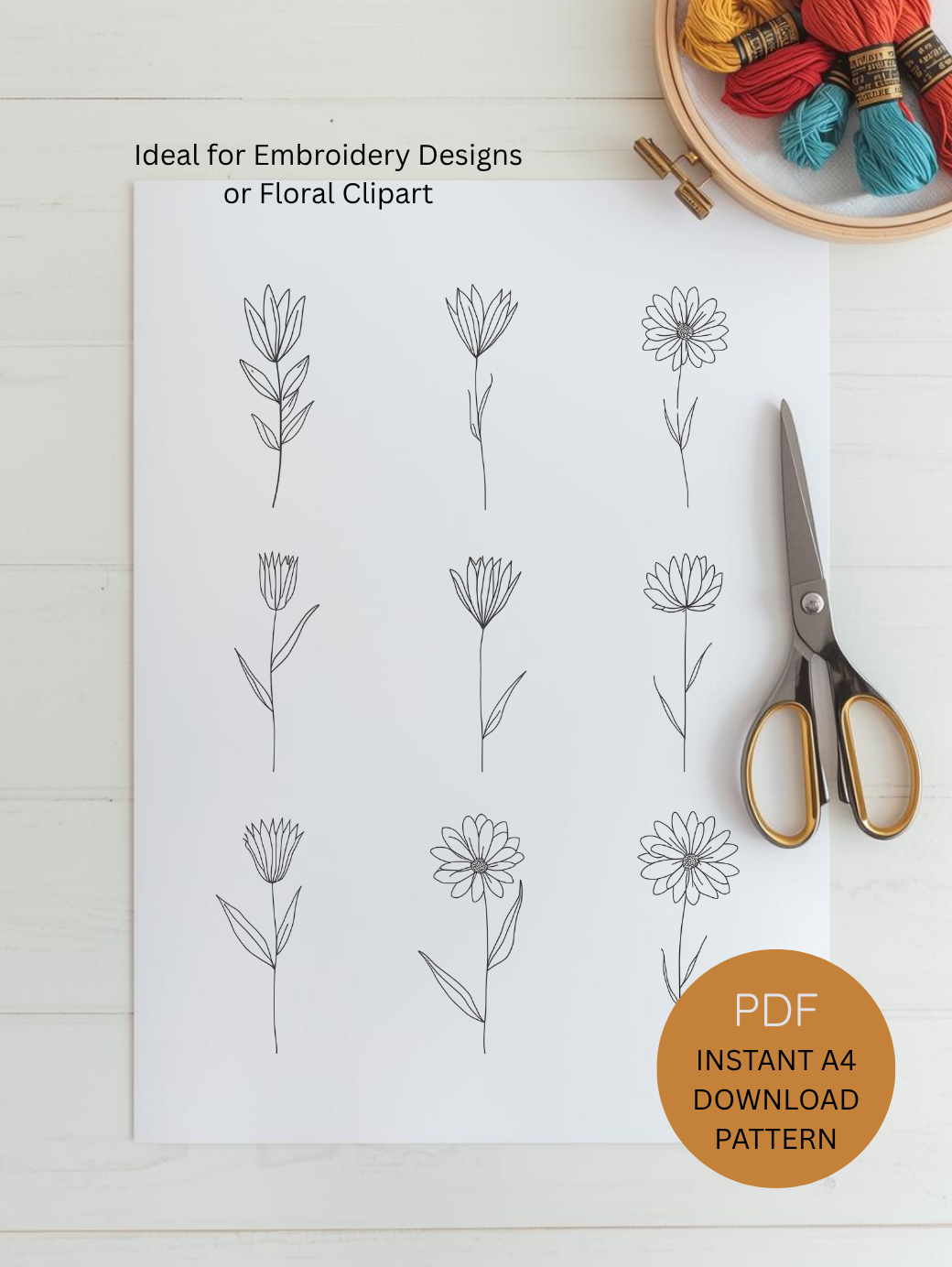 Printable embroidery pattern PDF for instant download.