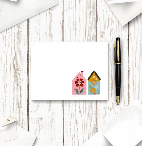 Pack of six flat A6 House note cards