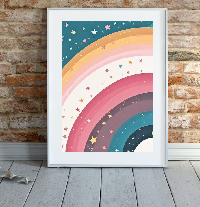 Earthy Boho Rainbow Print