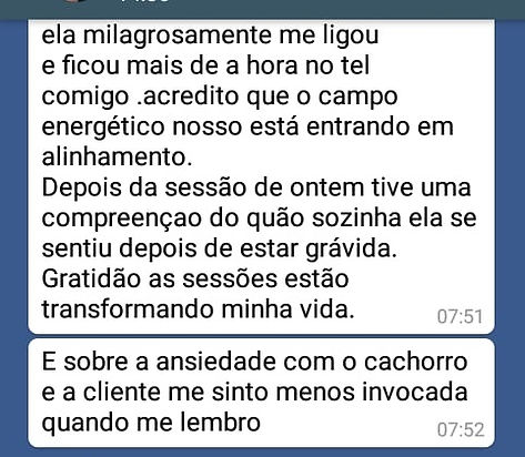 Depoimento acerca do atendimento.