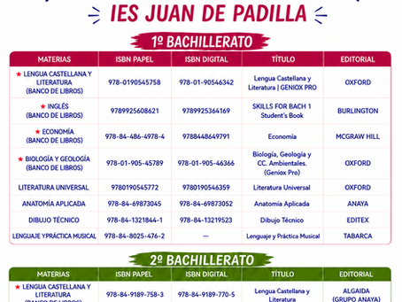 Información sobre dispositivos y libros para el curso 26/27