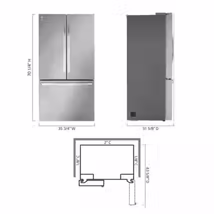 Thumbnail: LG Counter-Depth MAX French Door Refrigerator with Water and Ice (LRFLC2706S)