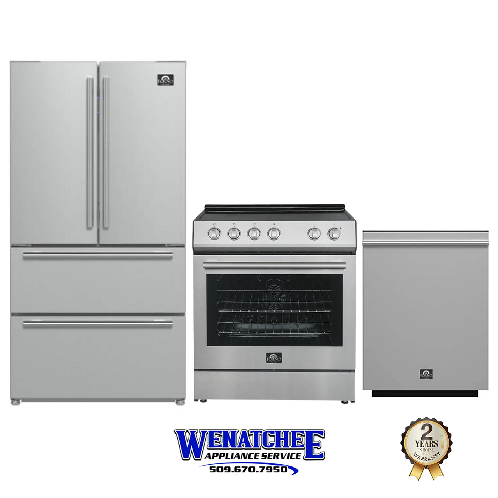 Forno 3-Piece Appliance Package -French Door Refrigerator, Range, and Dishwasher