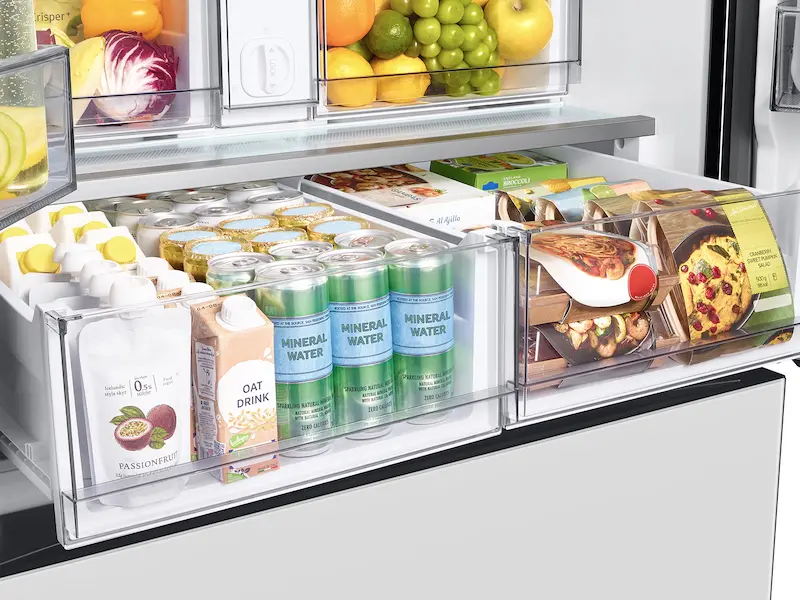 Thumbnail: Bespoke 3-Door French Door Refrigerator 30 cu. ft. in White Glass with AutoFill