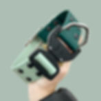 Dark green and sage biothane dog collar with adjustable buckle.
