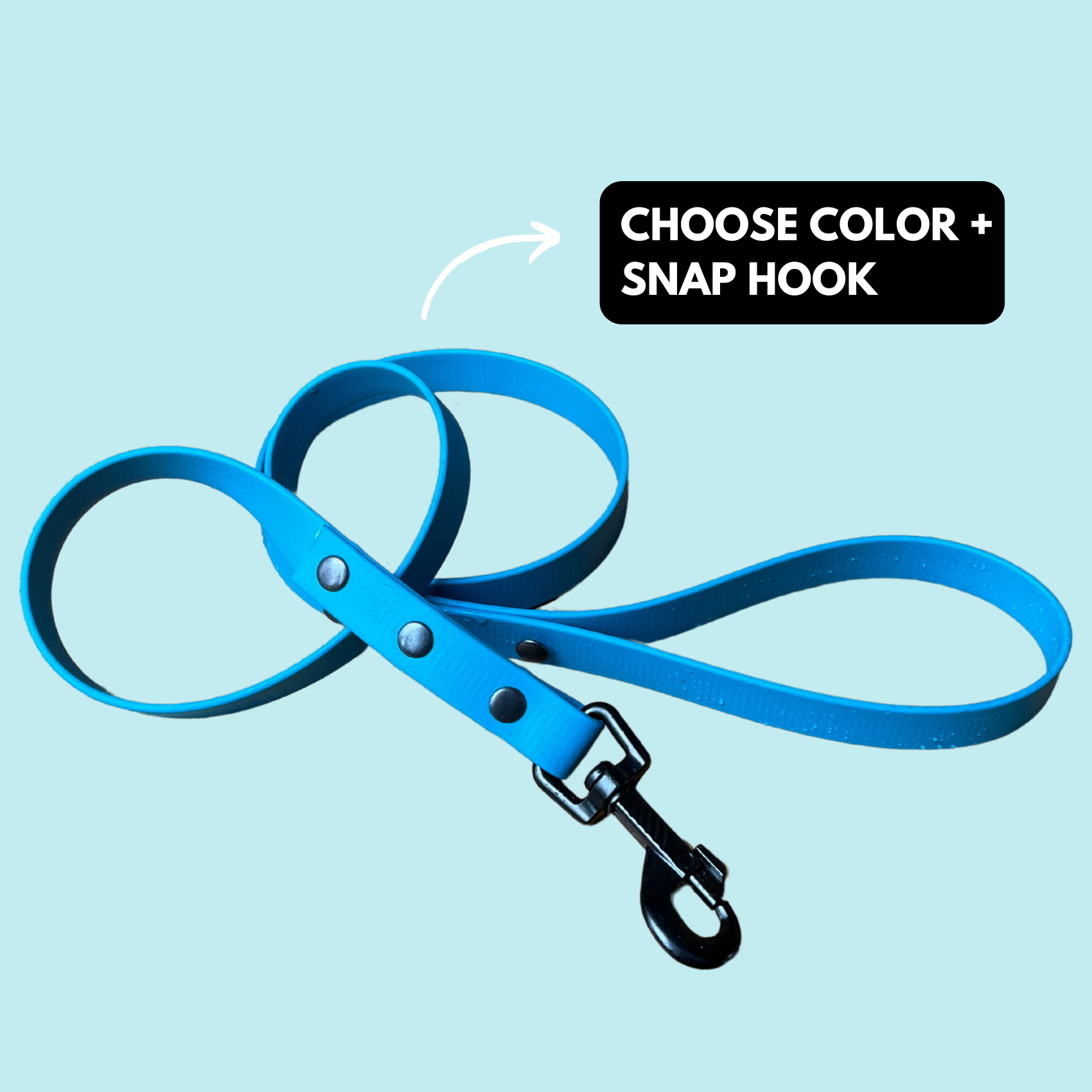 Blue leash made out of biothane