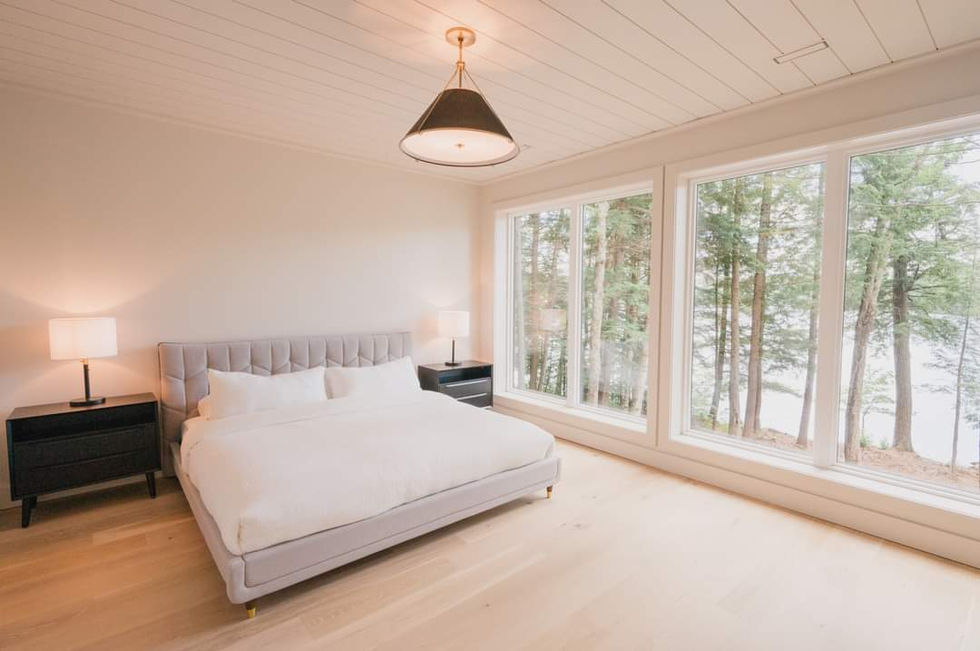 Bedroom in custom cottage in Muskoka Ontario