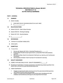 Sloan Hydraulic Retractable Bollard - Specifications