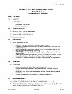 Sloan Traffic Bollard, C40/P1 - Specifications