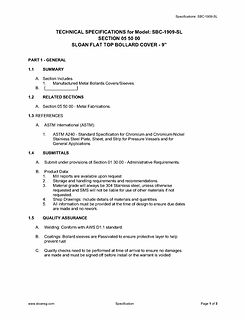 Sloan Stainless Steel Bollard Cover, Slope Top (9 inch) - Specifications