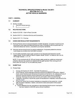 Sloan Gate Arm - Specifications