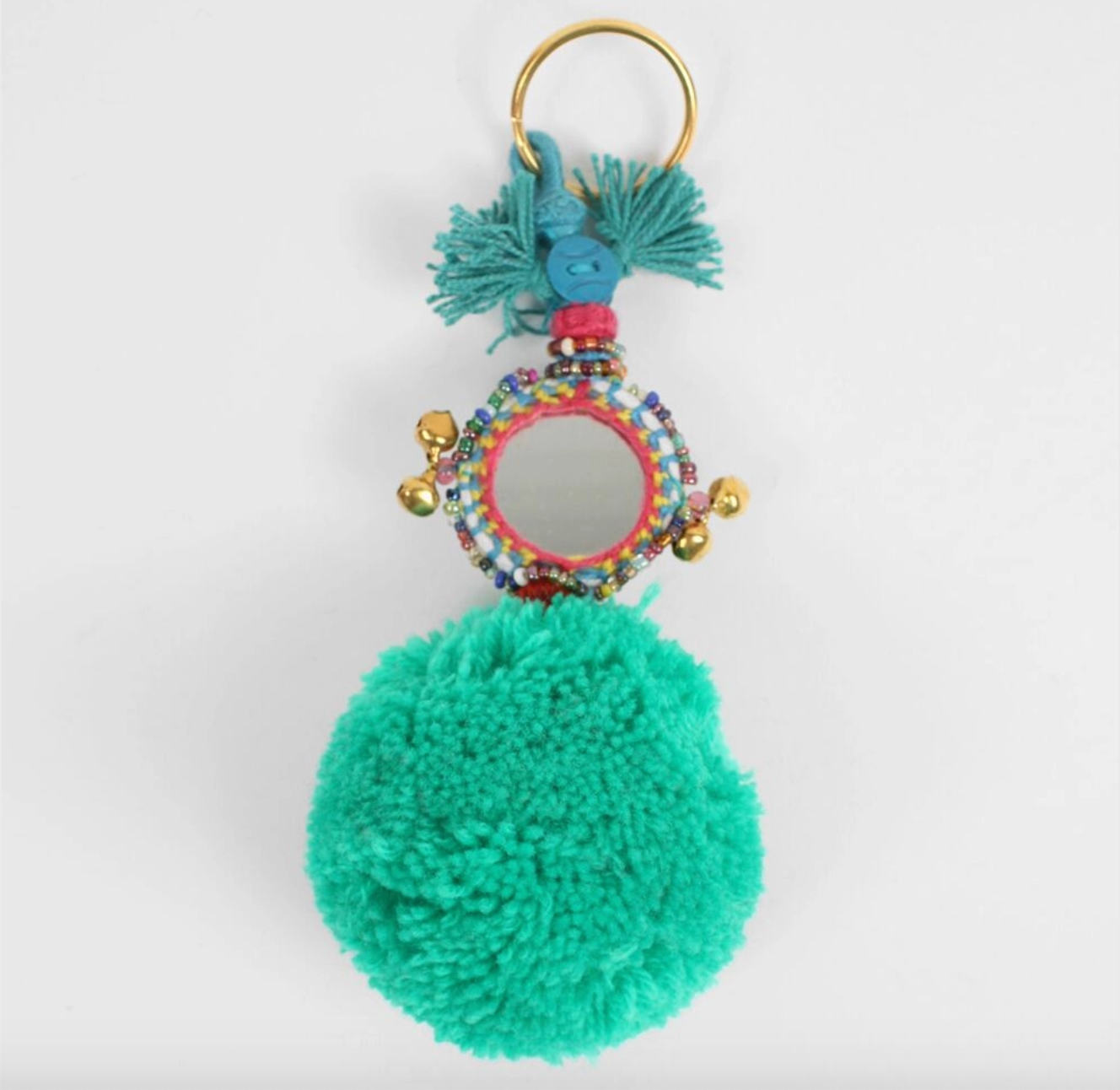 Aqua PomPom Keyring