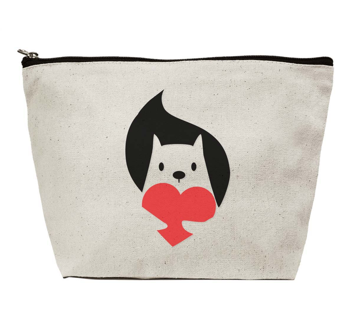 Squirrel Print Canvas Zipper Pouch (Recycled fabric) - 9" x 7" x 3"