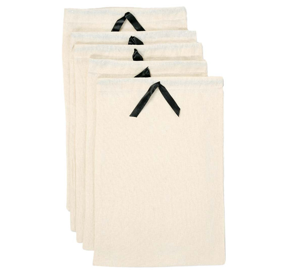 Thumbnail: Earthwork Cotton Drawstring Pouch with satin ribbon - 14" x 7"