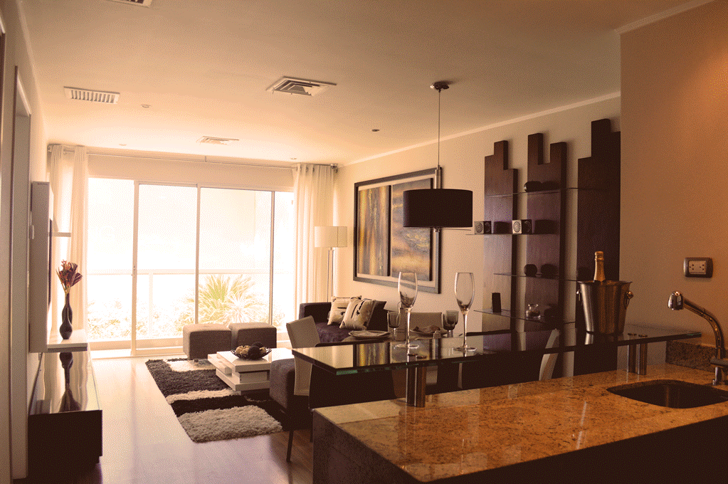 Monoambiente: sala-comedor-kitchenette