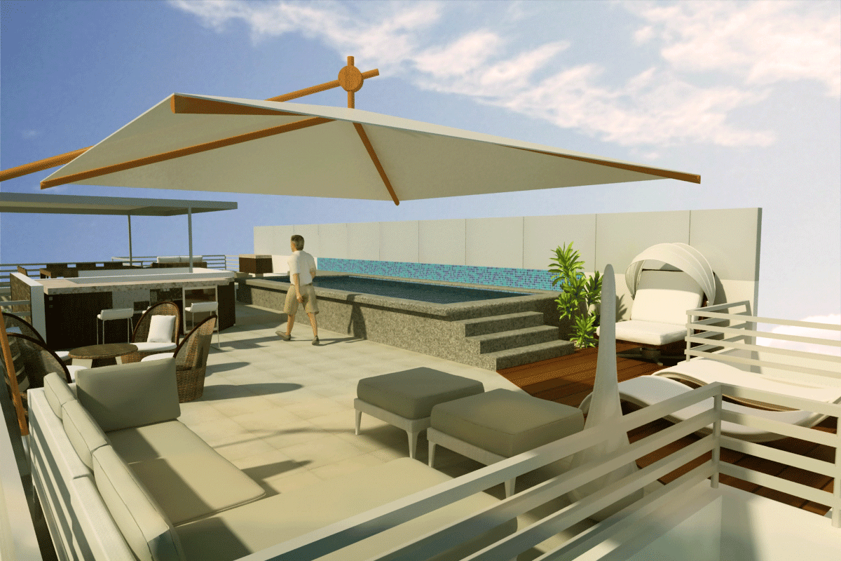 terraza de casa de playa