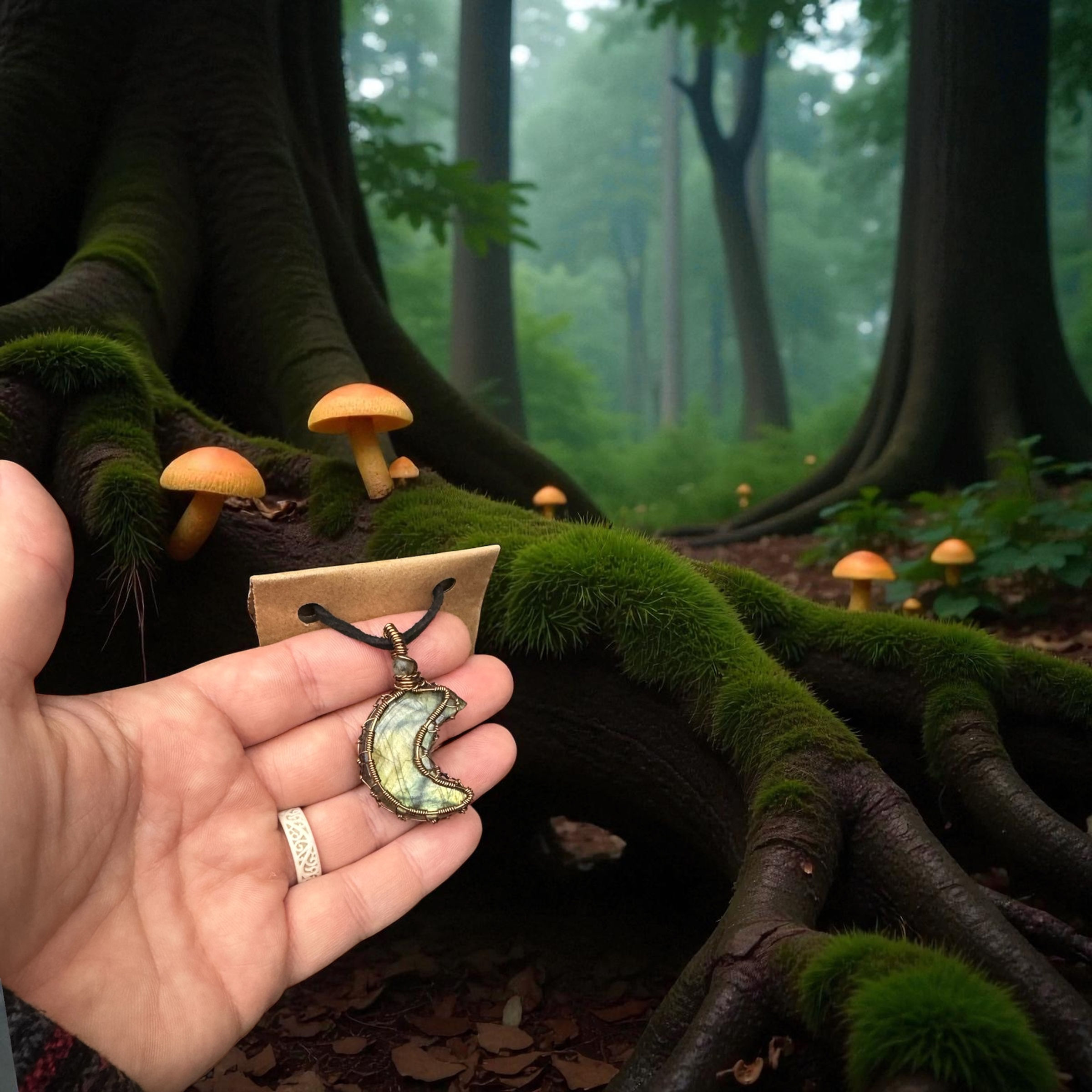 Labradorite Moon Pendant