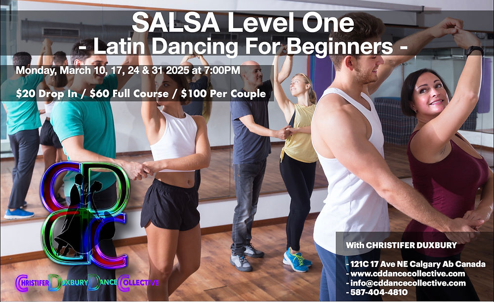 Swing dancers and event information for an upcoming swing dance class with Christifer Duxbury Dance Collective