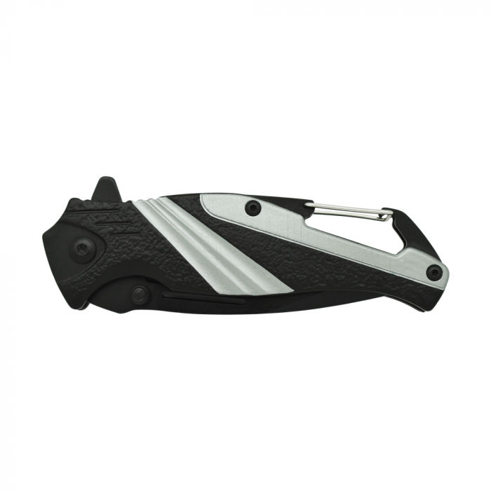 Thumbnail: Folding Stainless Steel Knife W/Carabiner - SILVER