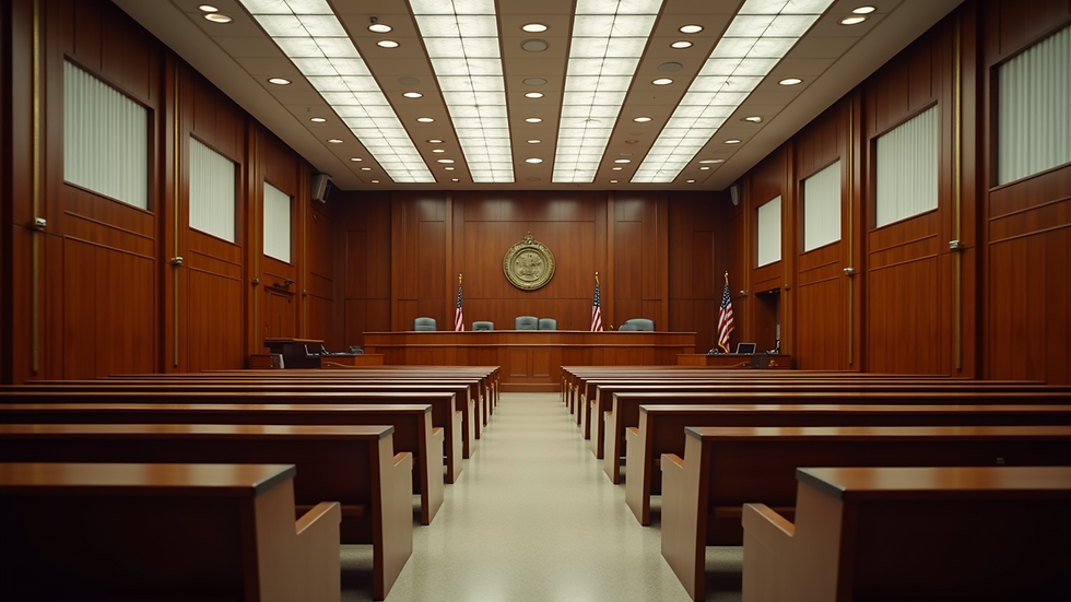 High angle view of a courtroom setting