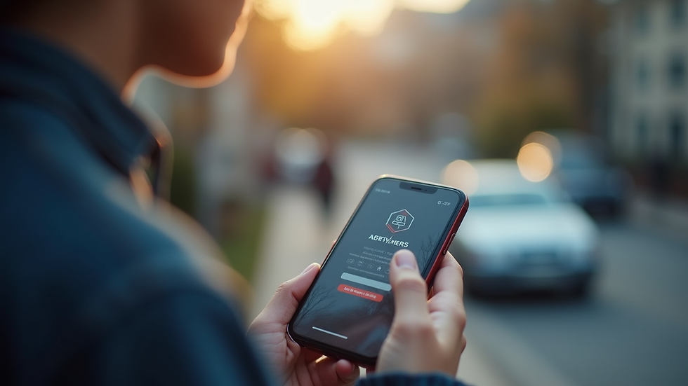 Close-up view of a smartphone displaying a neighborhood safety alert app
