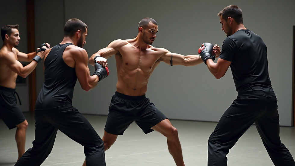 Eye-level view of a Krav Maga training session