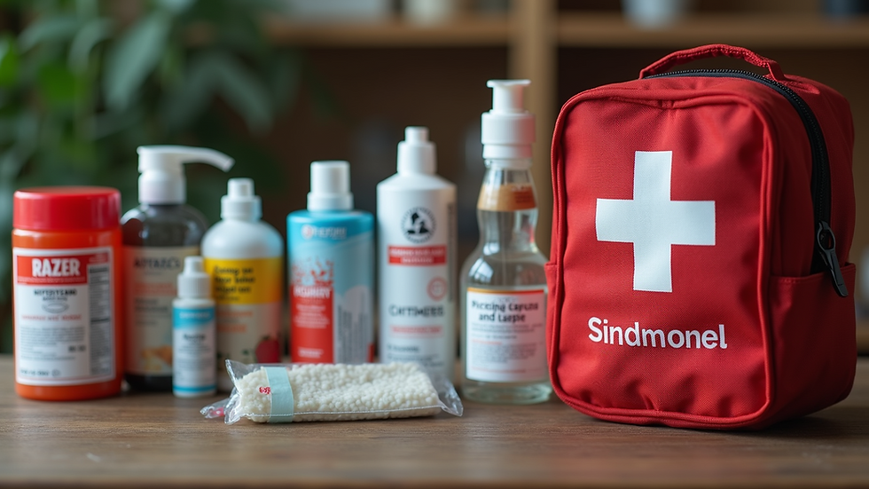 Close-up view of a well-organized emergency preparedness kit