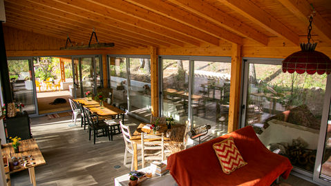 indoor lounge at Quinta Camarena