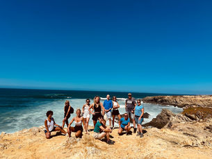 group of hikers on the beautif portuguese coast