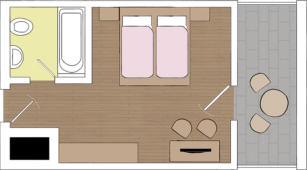 Efficient room plan of room 251, ideal for active vacationers and sporty guests.
