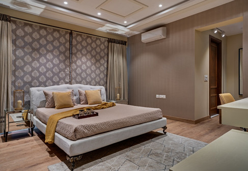 Master Bedroom elegant interiors Mid-Cen