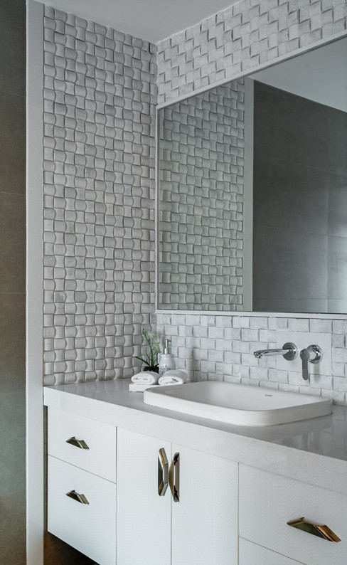 Bathroom Vanity white interiors Mid-Cent